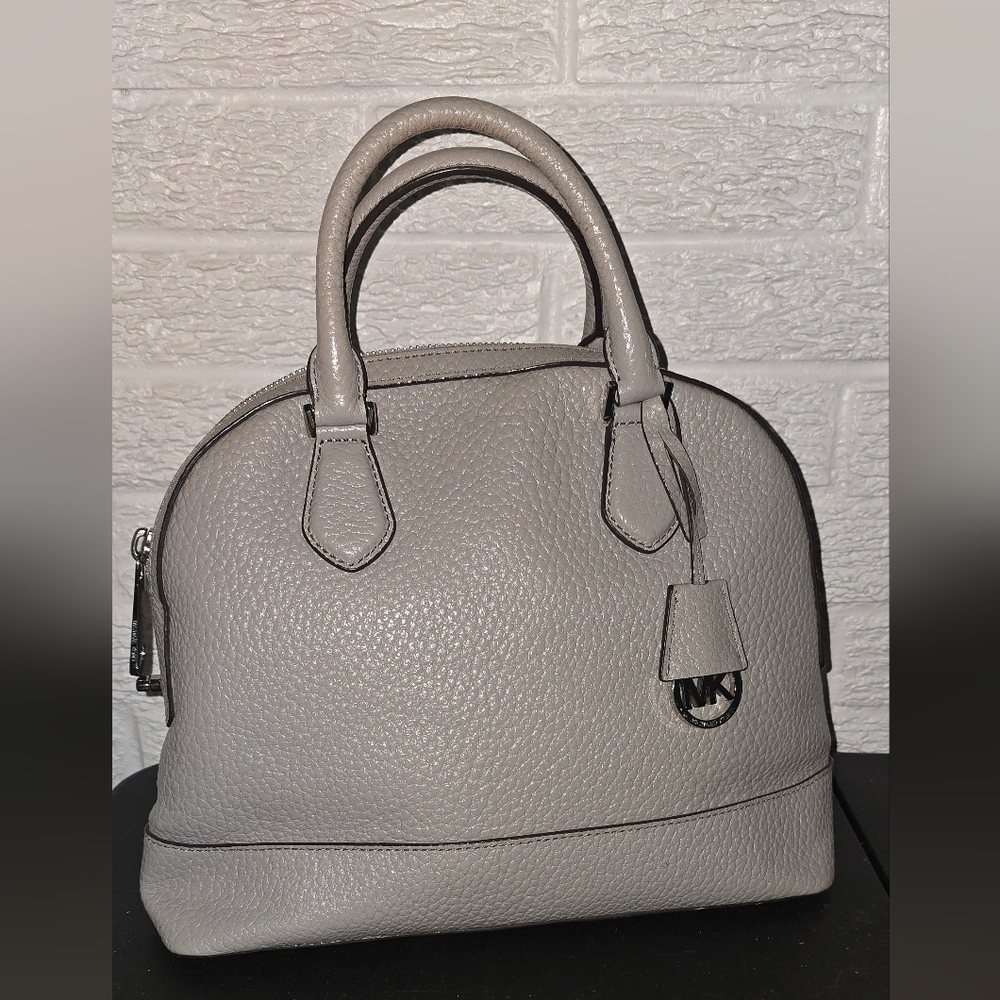 Michael Kors Pebble Leather Satchel in Gray
